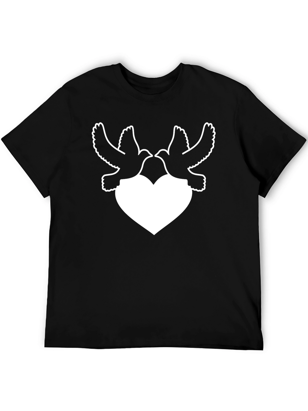 Dove Heart Graphic Tee - Black Casual Trendy