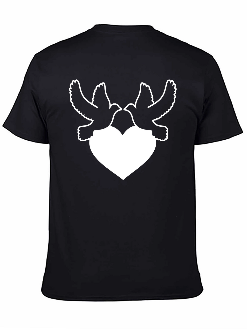Dove Heart Graphic Tee - Black Casual Trendy