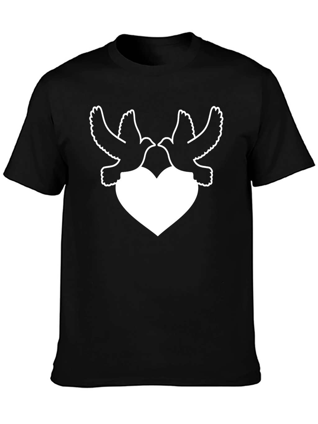 Dove Heart Graphic Tee - Black Casual Trendy