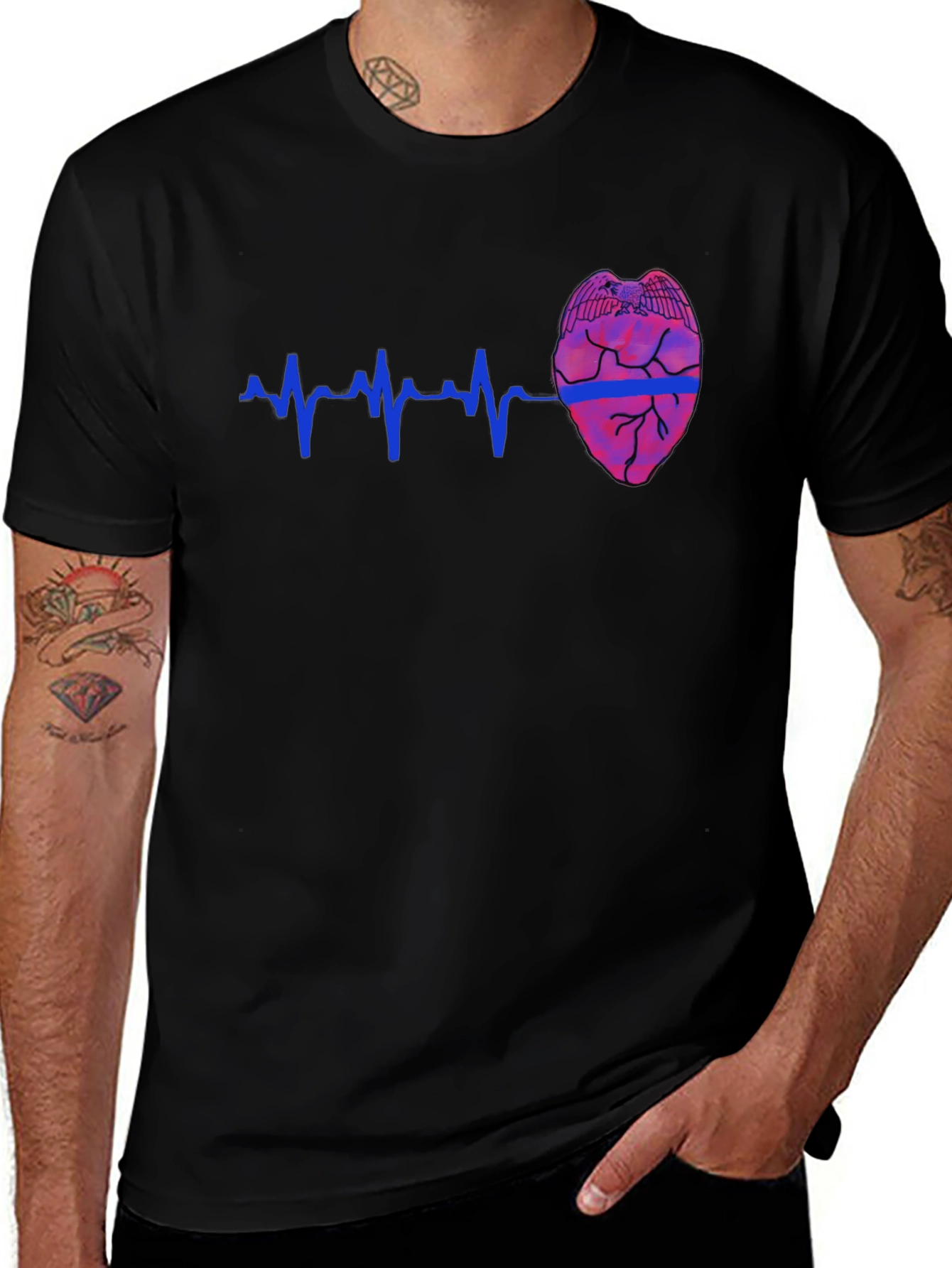 Police Badge Heartbeat T-Shirt - Honor and Style