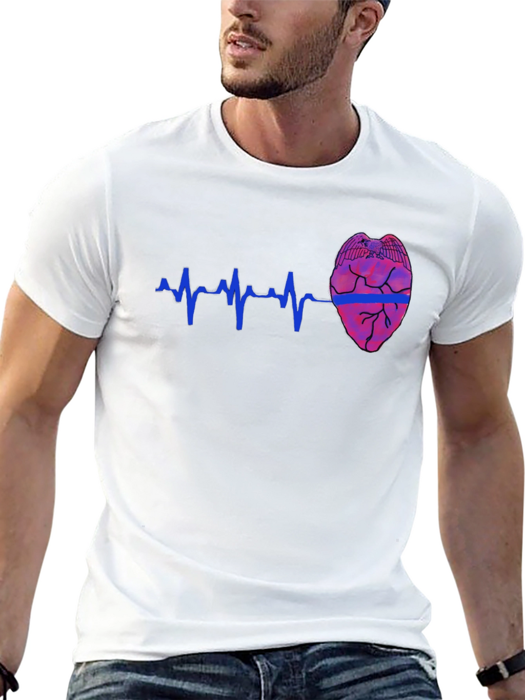 Police Badge Heartbeat T-Shirt - Honor and Style