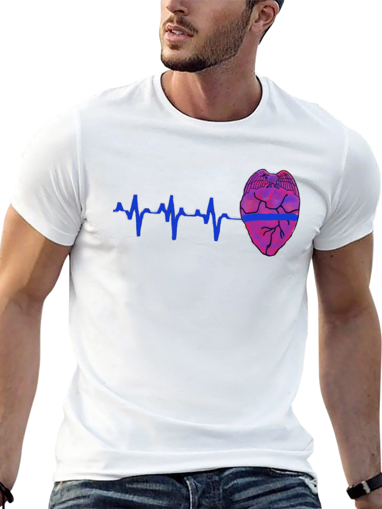 Police Badge Heartbeat T-Shirt - Honor and Style