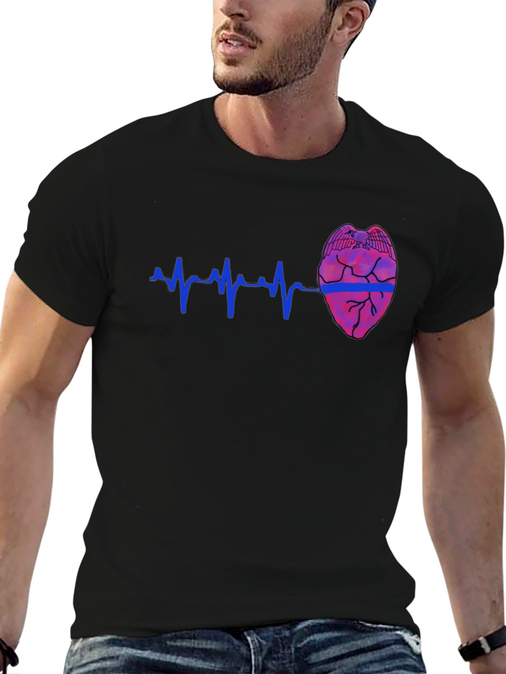 Police Badge Heartbeat T-Shirt - Honor and Style
