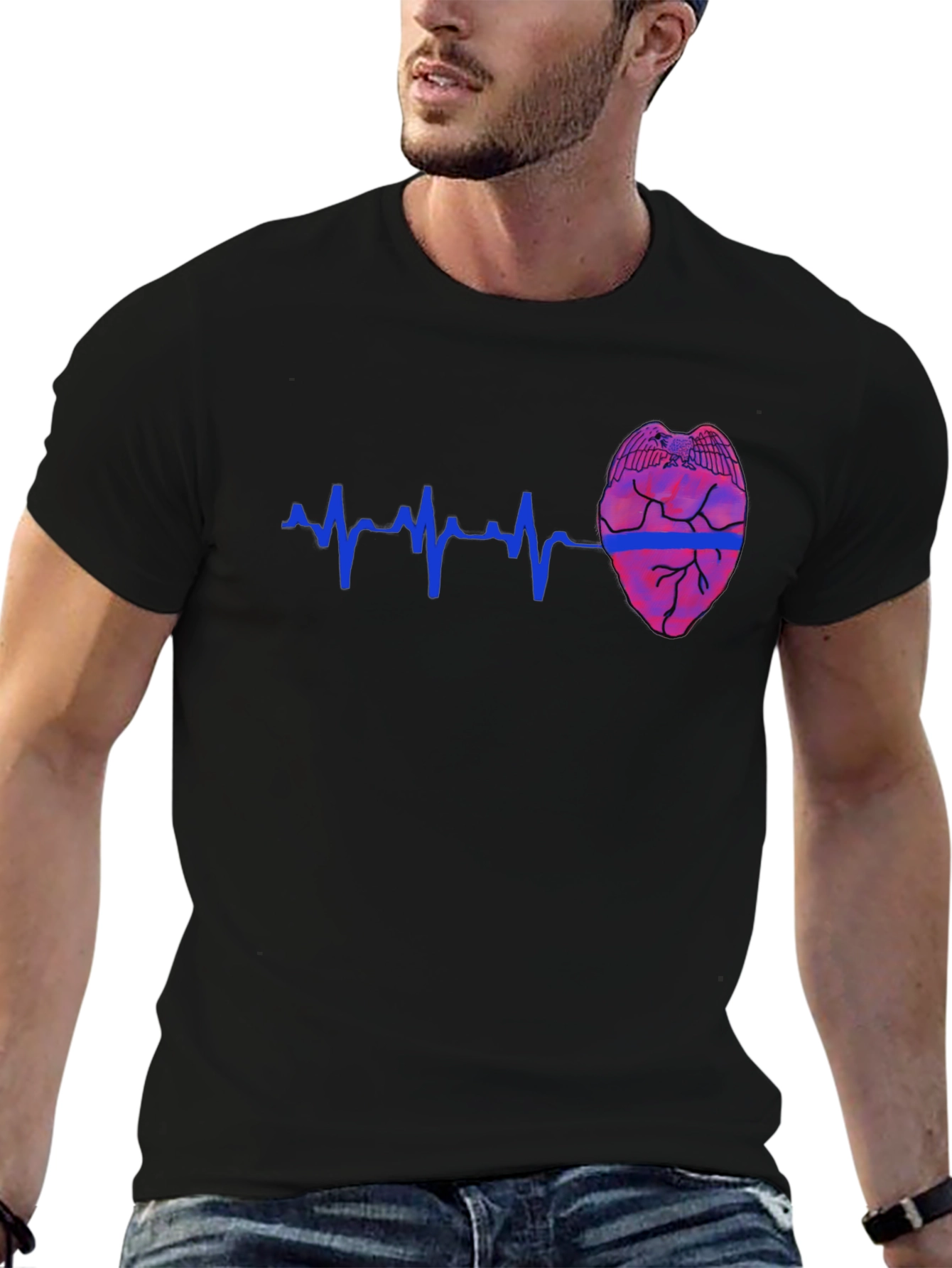 Police Badge Heartbeat T-Shirt - Honor and Style