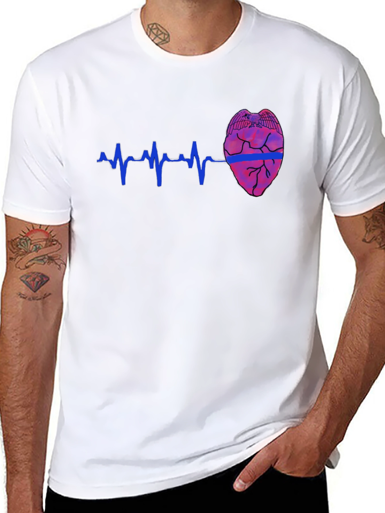 Police Badge Heartbeat T-Shirt - Honor and Style