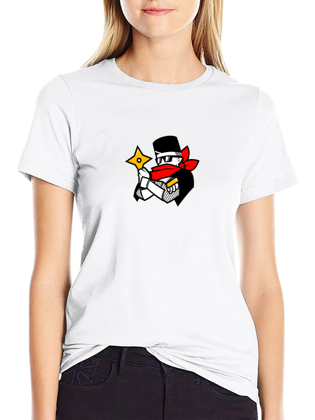Ninja Cartoon Graphic Black T-Shirt