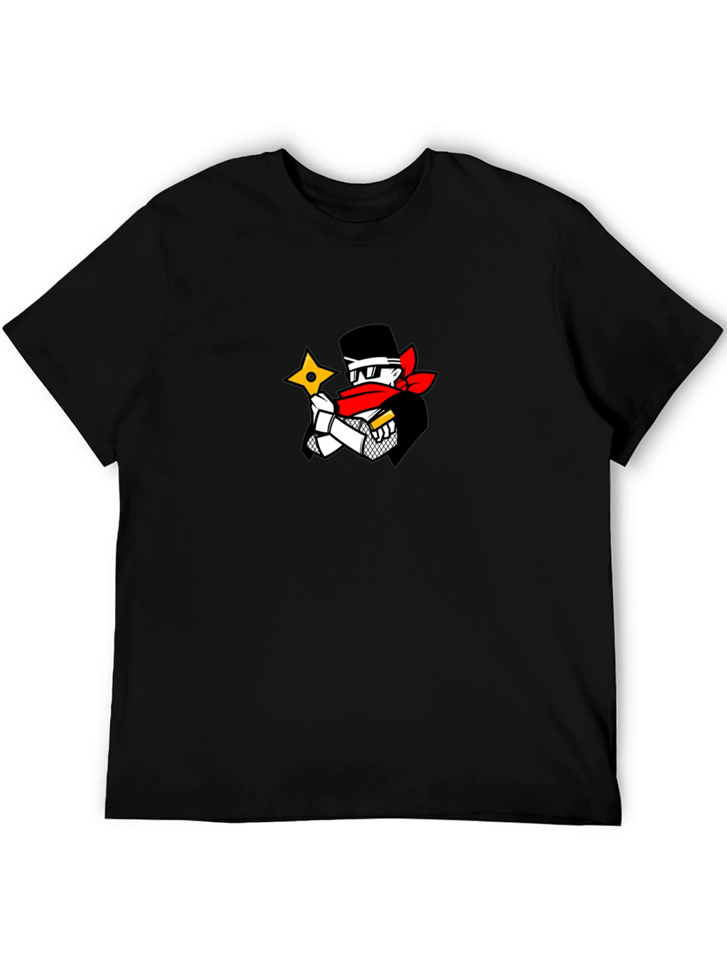 Ninja Cartoon Graphic Black T-Shirt