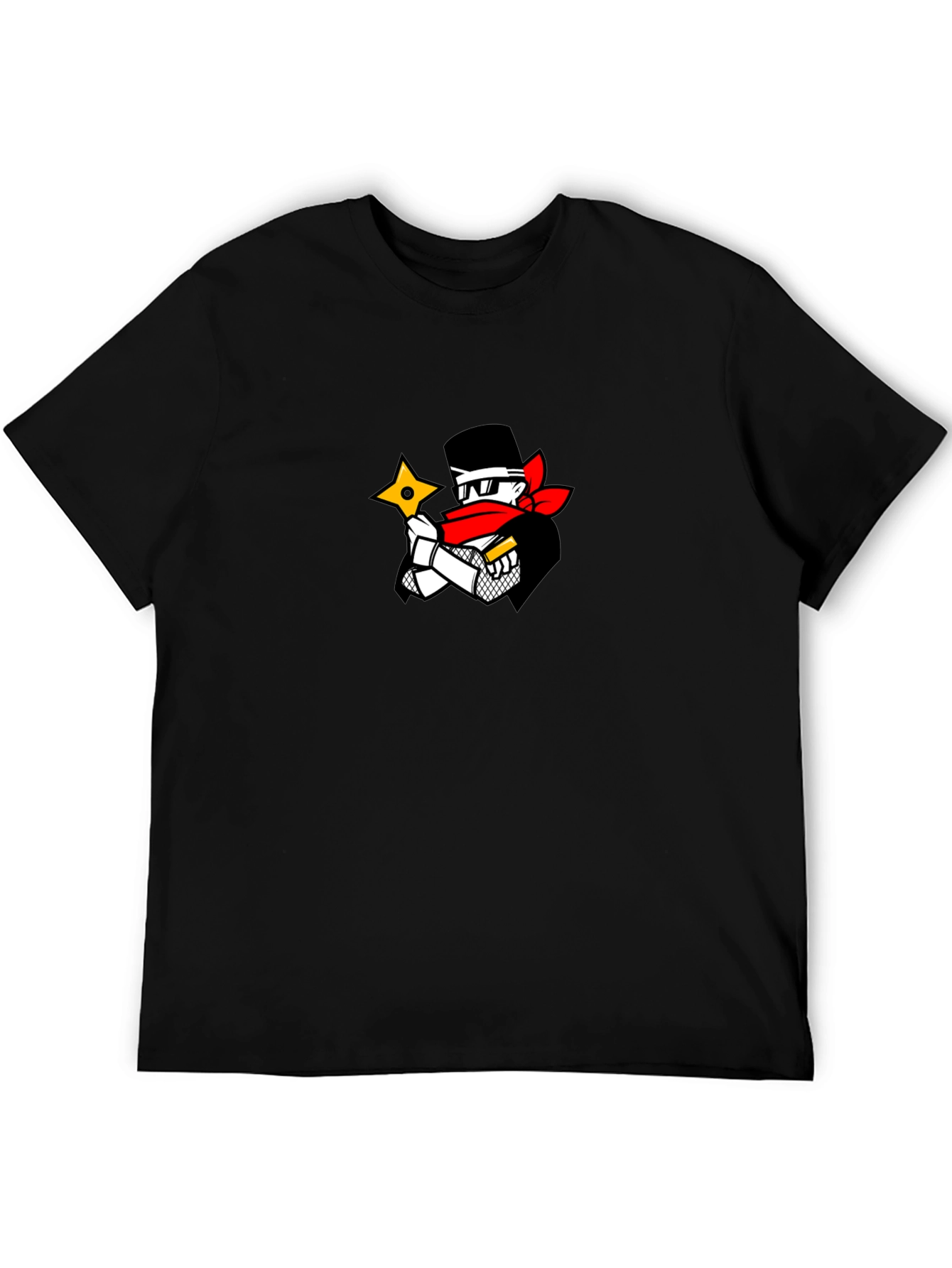 Ninja Cartoon Graphic Black T-Shirt
