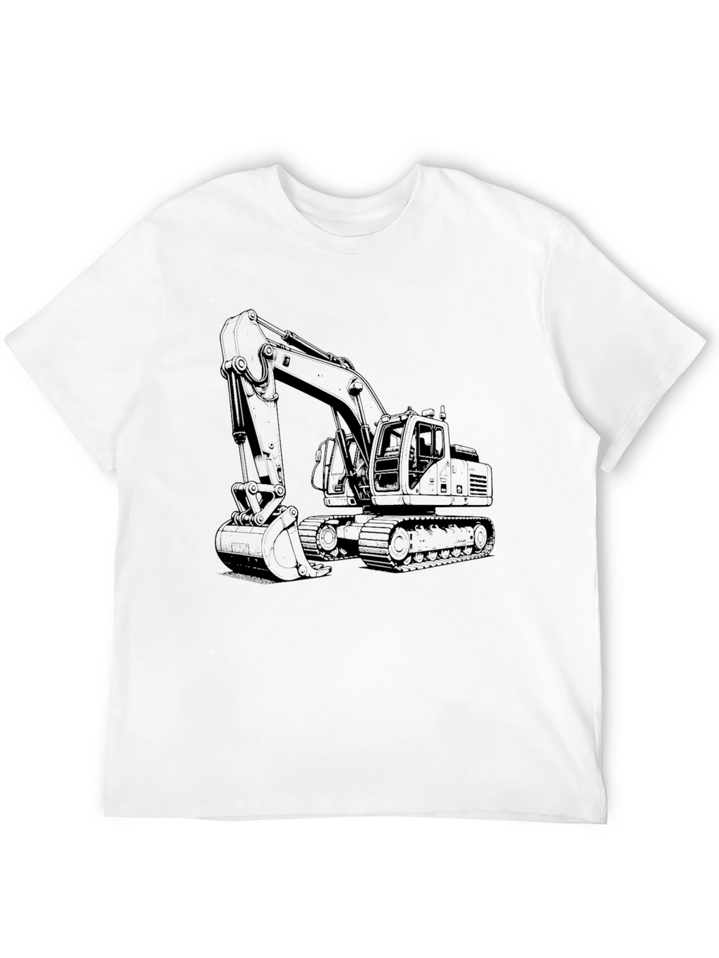 Excavator Graphic Tee - Black Cotton T-Shirt