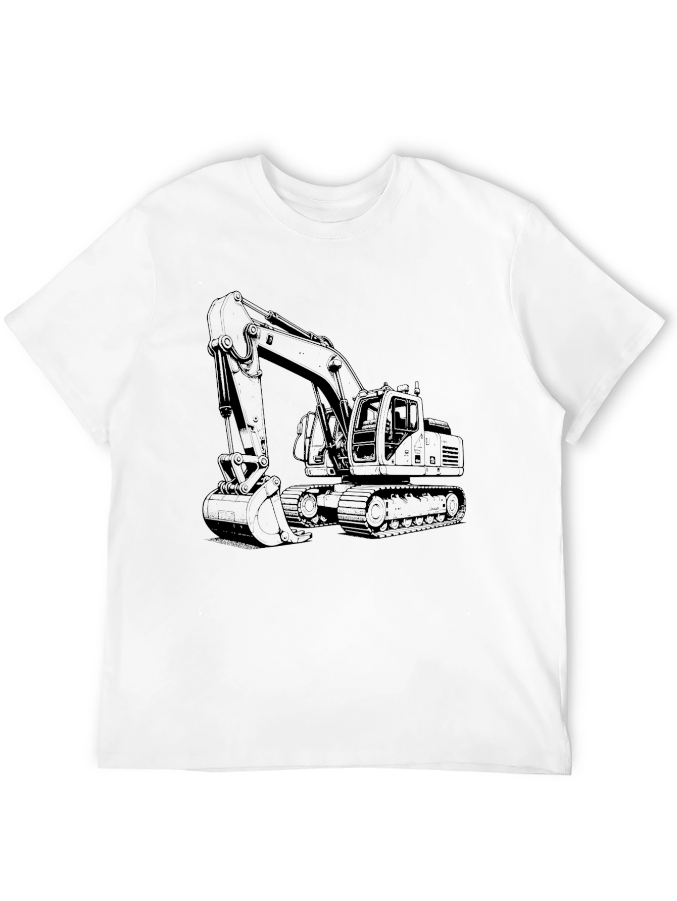 Excavator Graphic Tee - Black Cotton T-Shirt