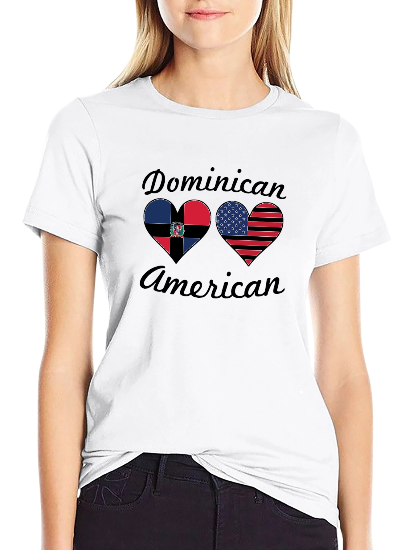 Dominican American Flag Heart T-Shirt