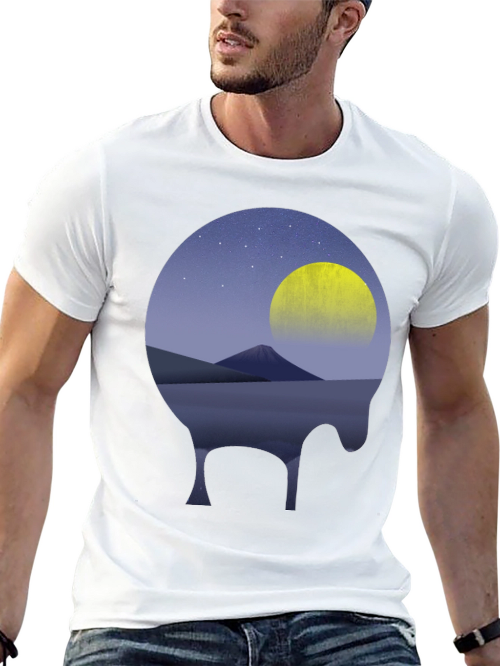 Night Sky Graphic Tee - Moon Mountain Design