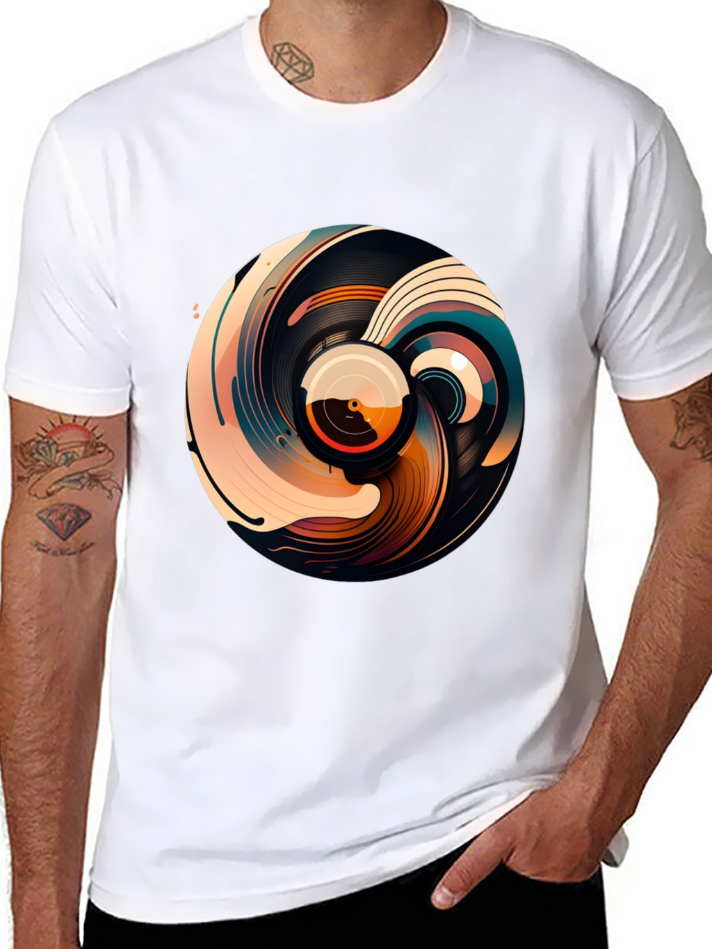 Abstract Vinyl Record Graphic T-Shirt
