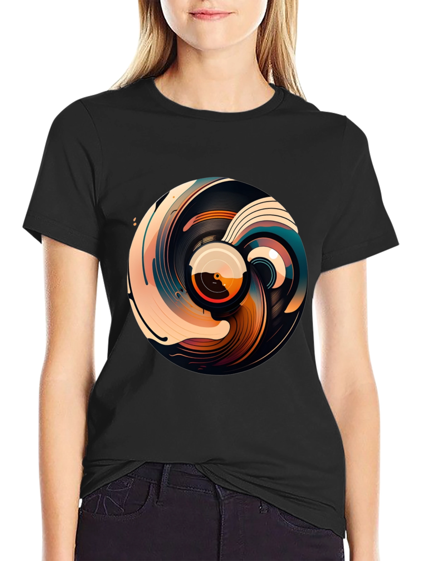 Abstract Vinyl Record Graphic T-Shirt