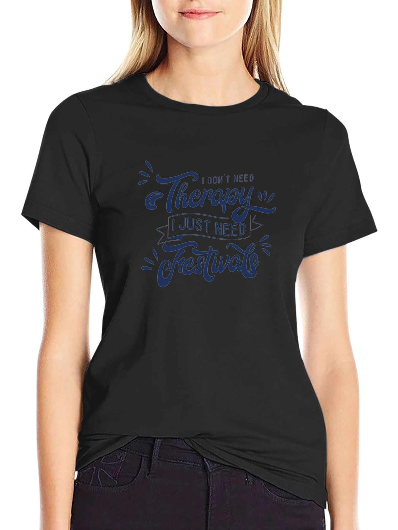 Therapy Festivals Graphic Tee - Black Casual T-Shirt