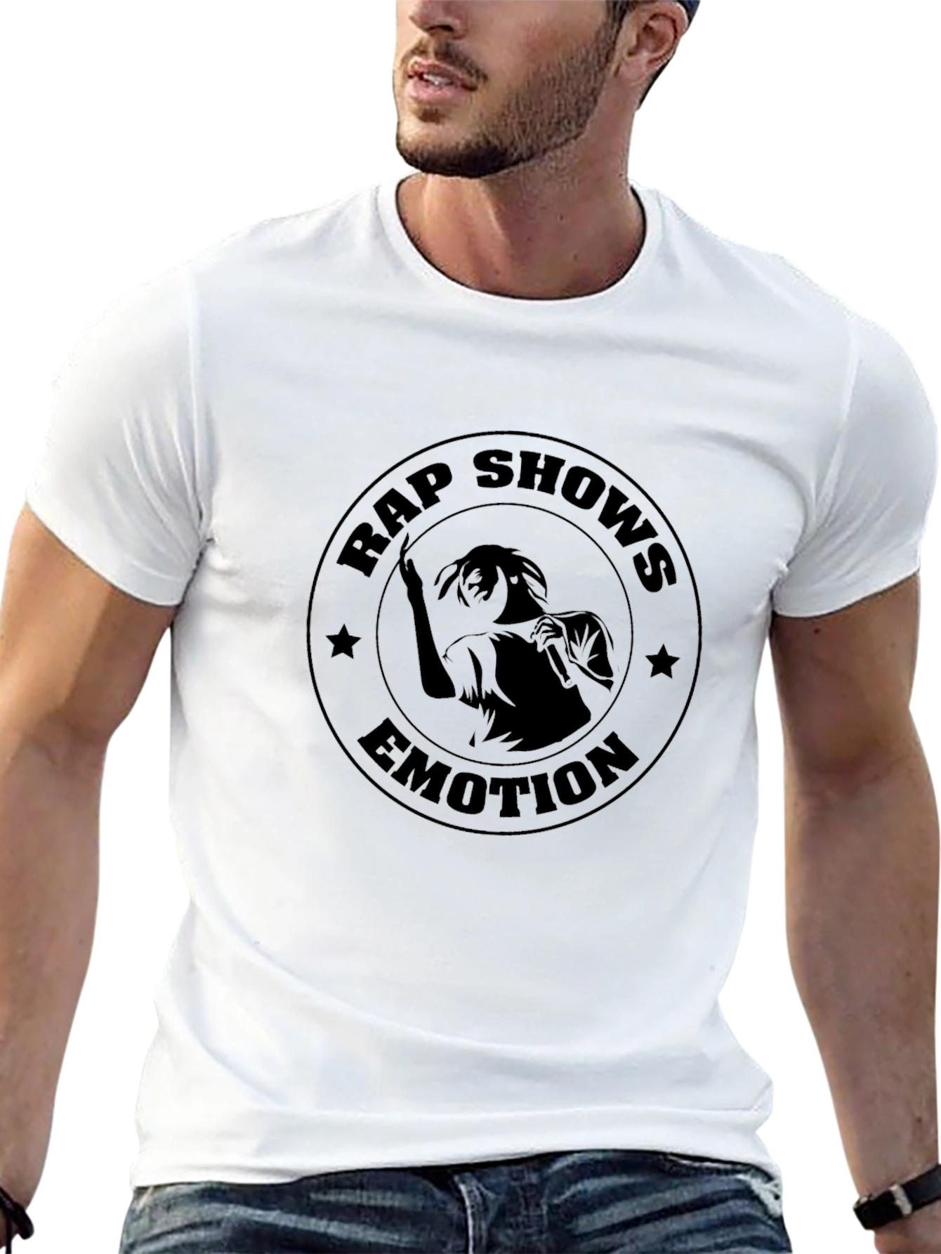 Rap Shows Emotion Black Graphic Tee
