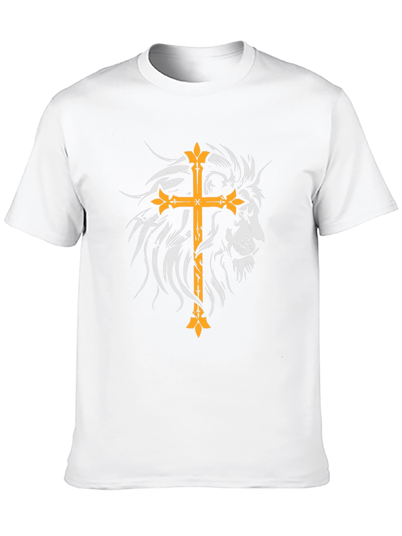 Lion and Cross Graphic Black T-Shirt