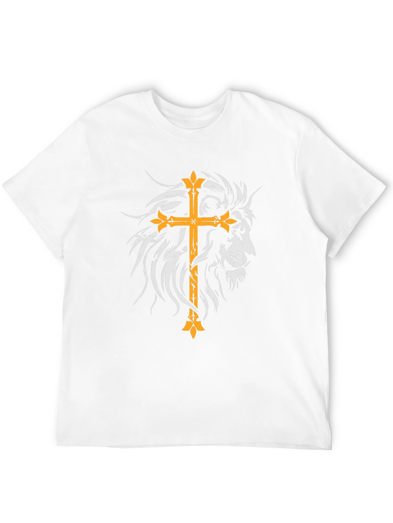 Lion and Cross Graphic Black T-Shirt