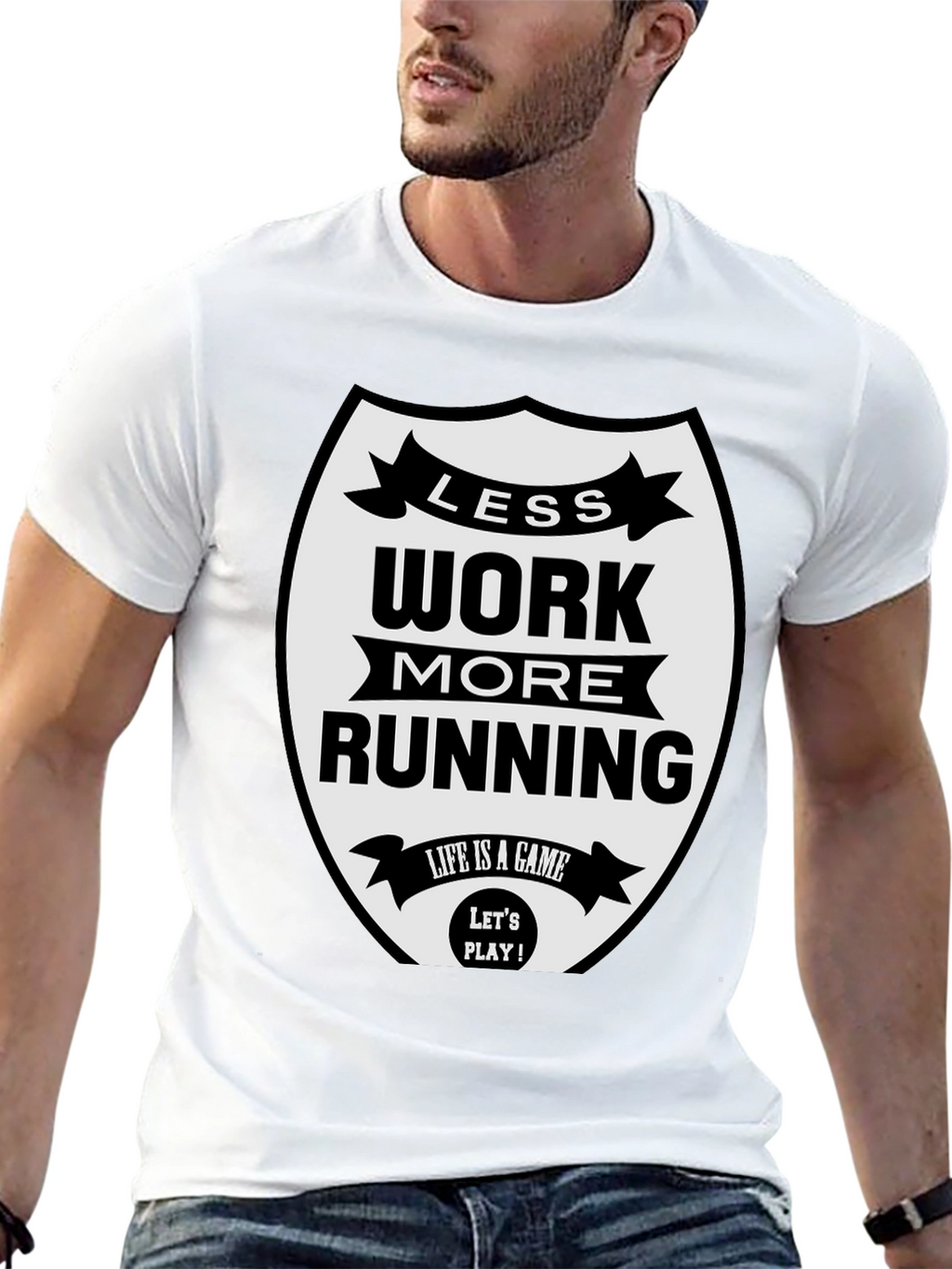 Less Work More Running Black T-Shirt