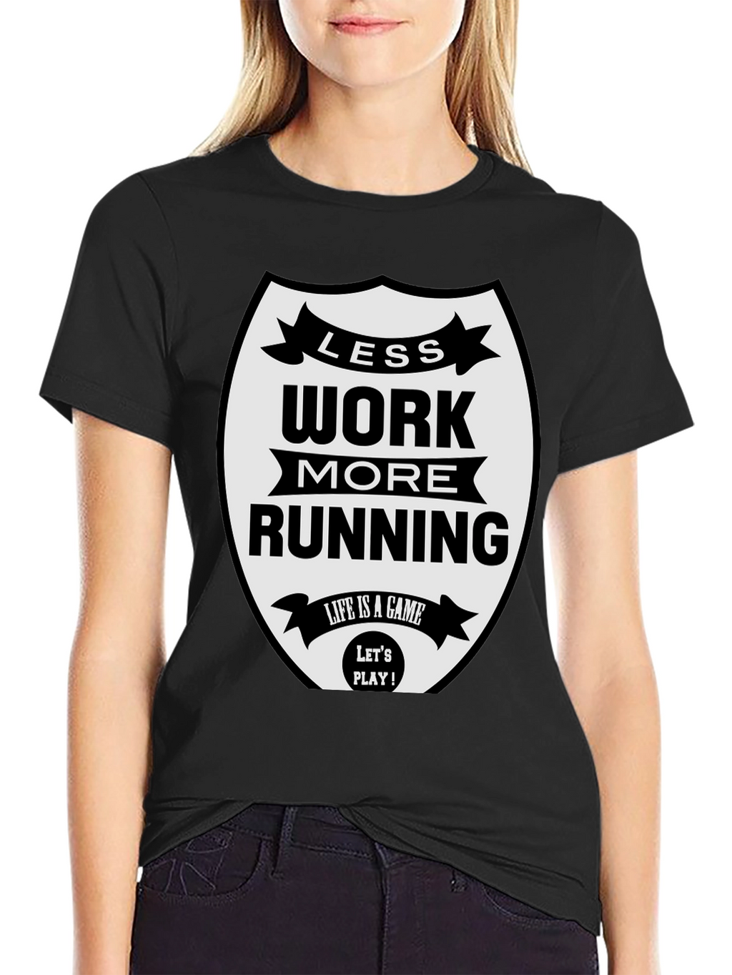 Less Work More Running Black T-Shirt