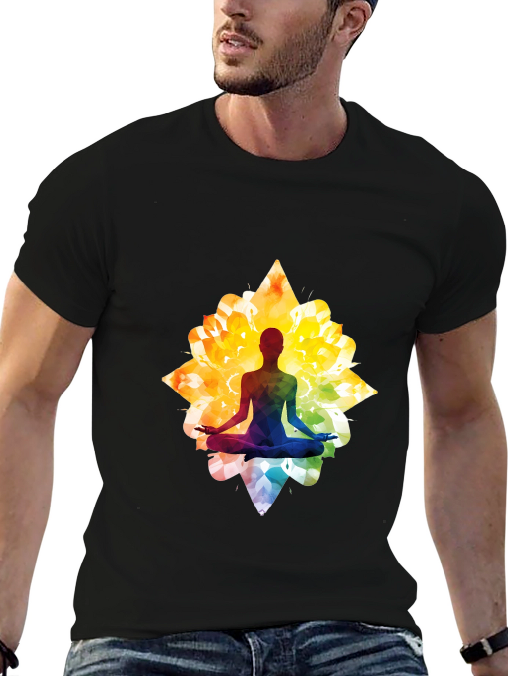 Lotus Yoga Silhouette Graphic Tee - Black