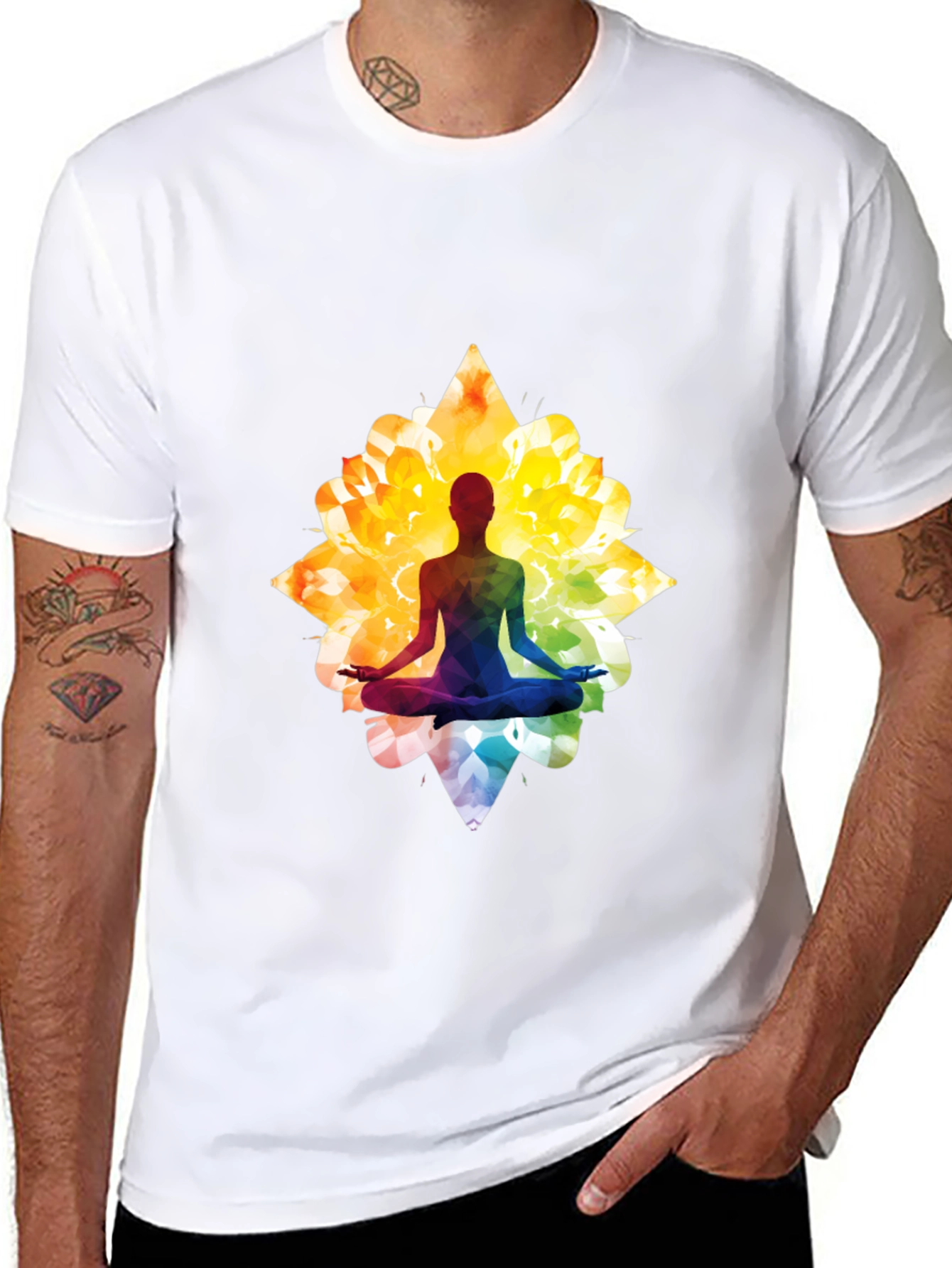 Lotus Yoga Silhouette Graphic Tee - Black