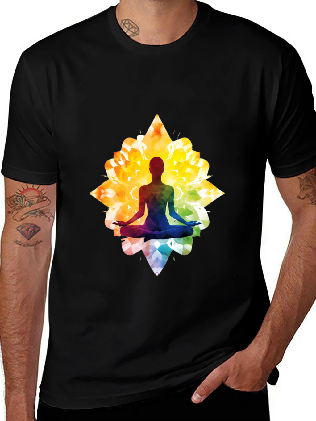 Lotus Yoga Silhouette Graphic Tee - Black