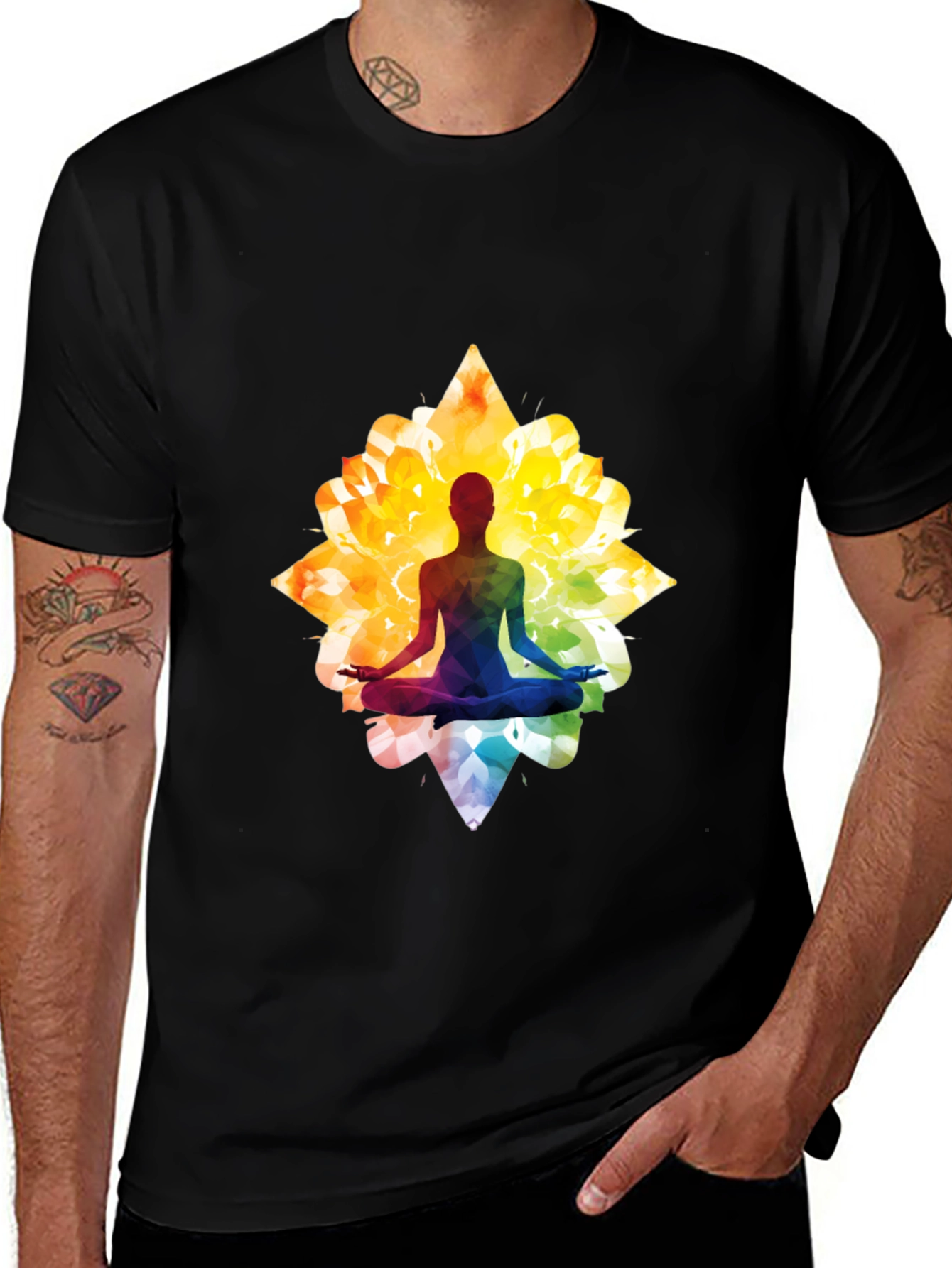 Lotus Yoga Silhouette Graphic Tee - Black