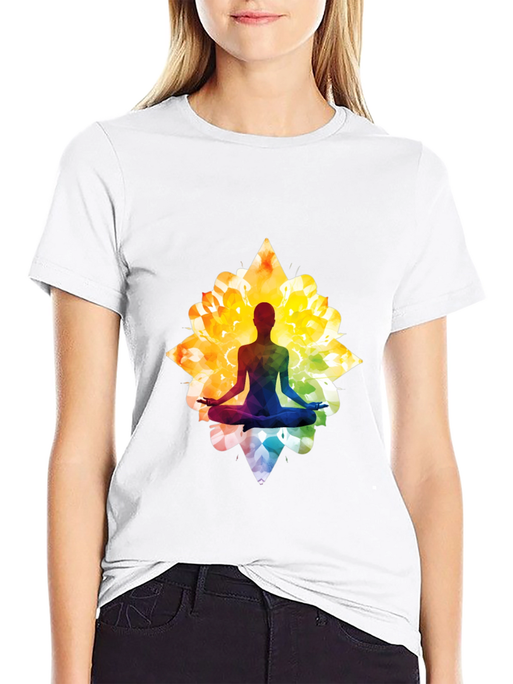 Lotus Yoga Silhouette Graphic Tee - Black