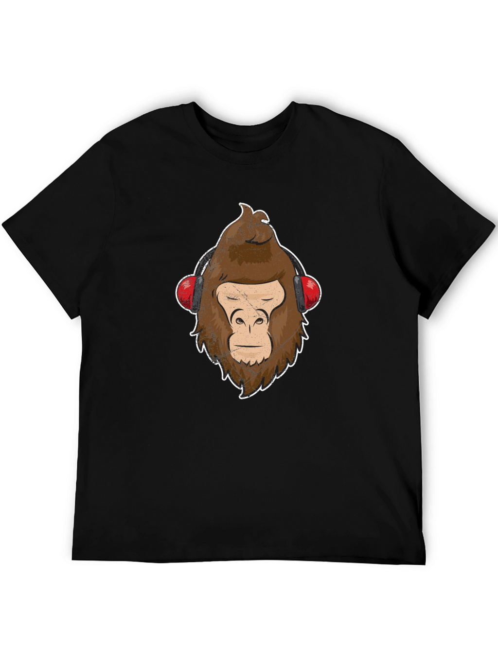 Cool Ape with Headphones Graphic Tee - Black