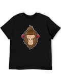 Cool Ape with Headphones Graphic Tee - Black