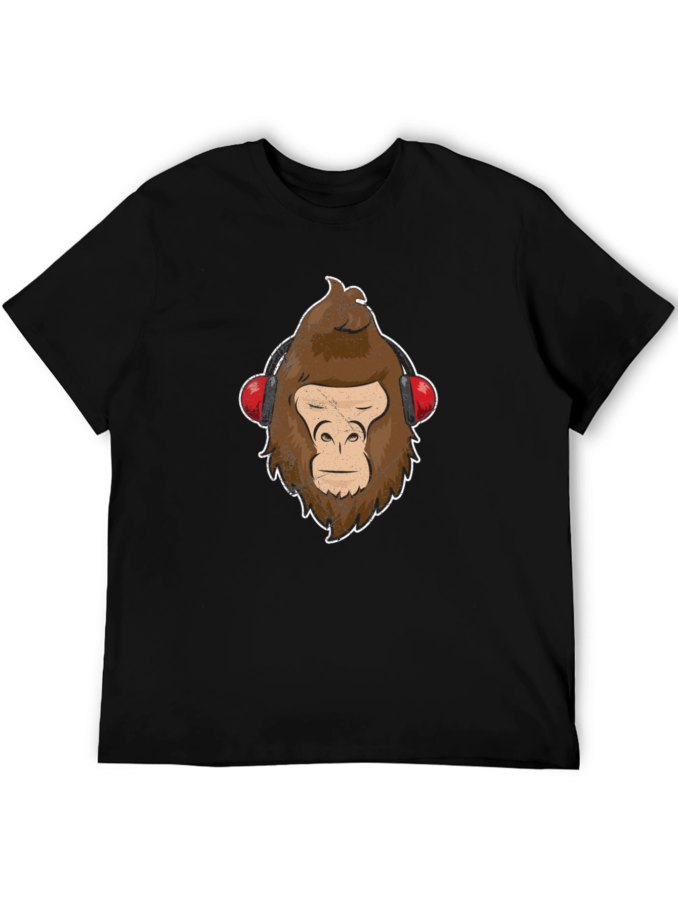 Cool Ape with Headphones Graphic Tee - Black