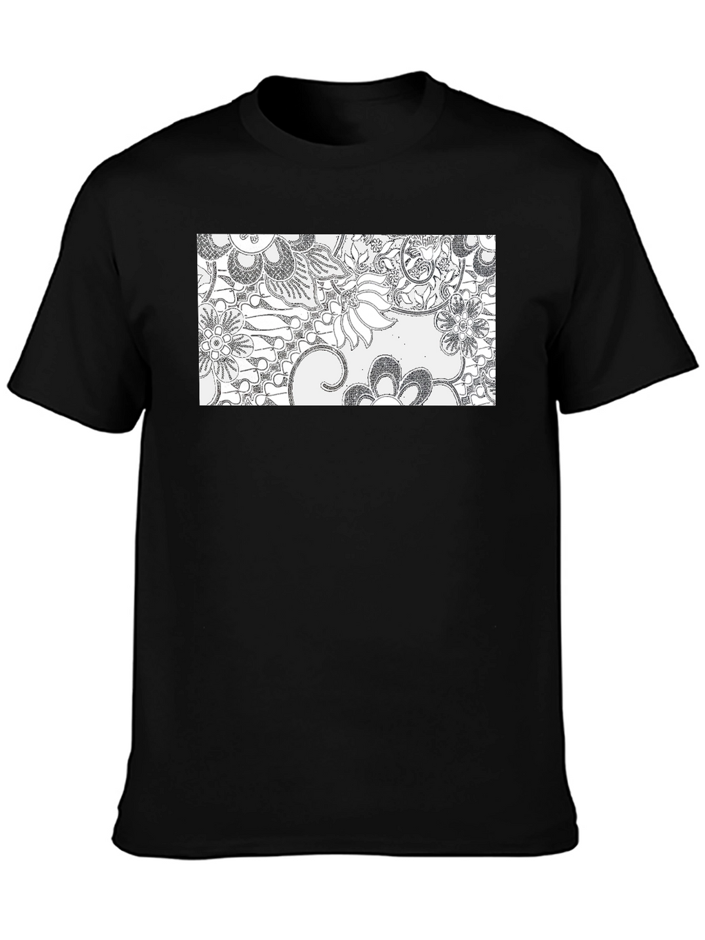 Floral Print Mens Black T-Shirt