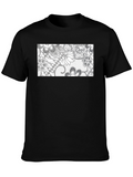Floral Print Mens Black T-Shirt