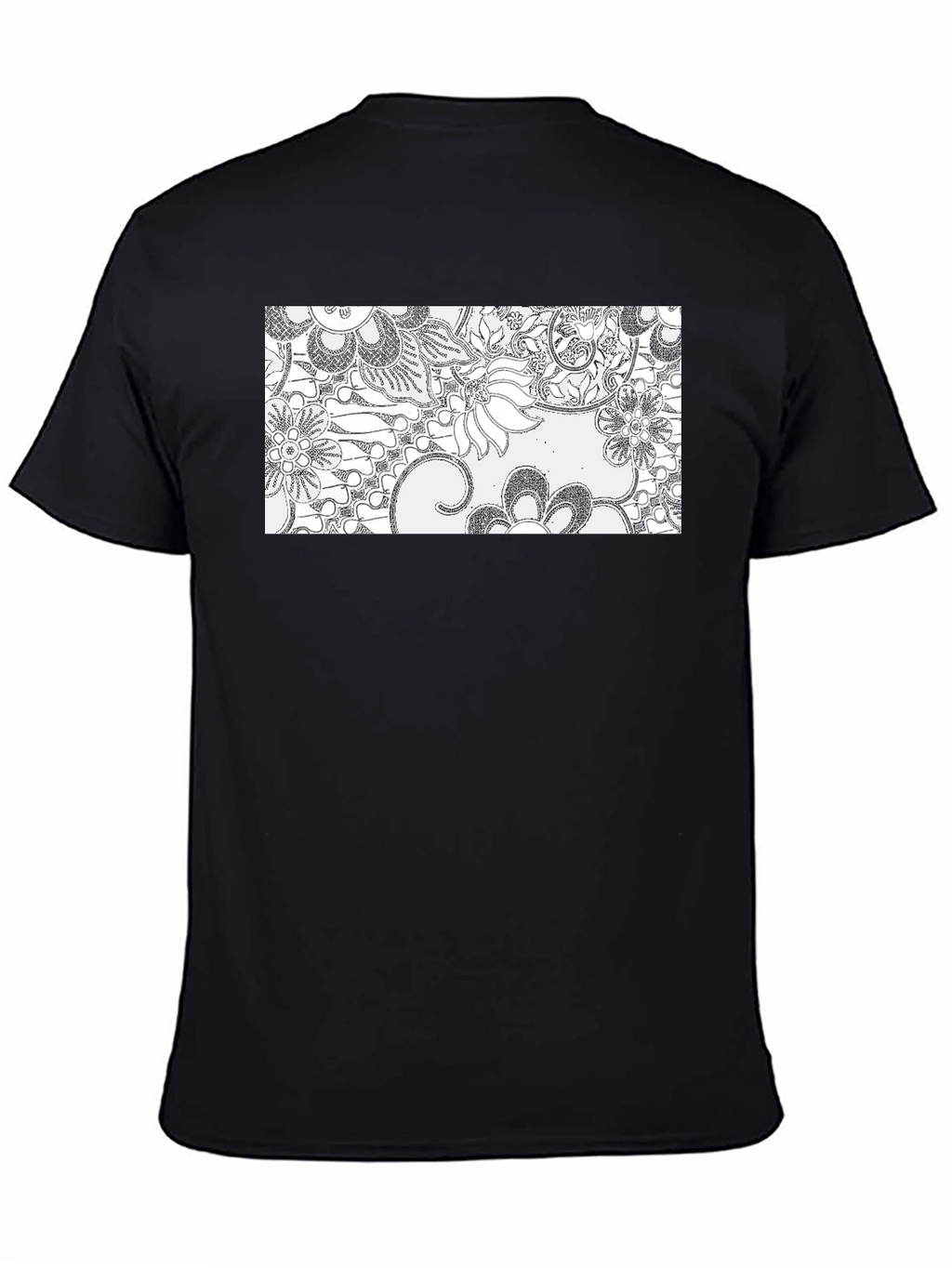 Floral Print Mens Black T-Shirt