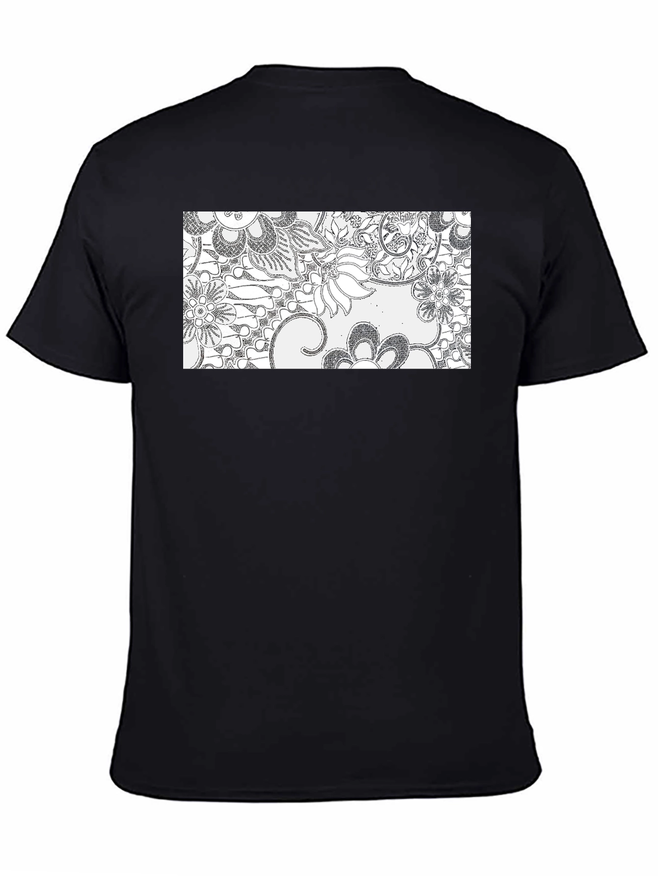 Floral Print Mens Black T-Shirt