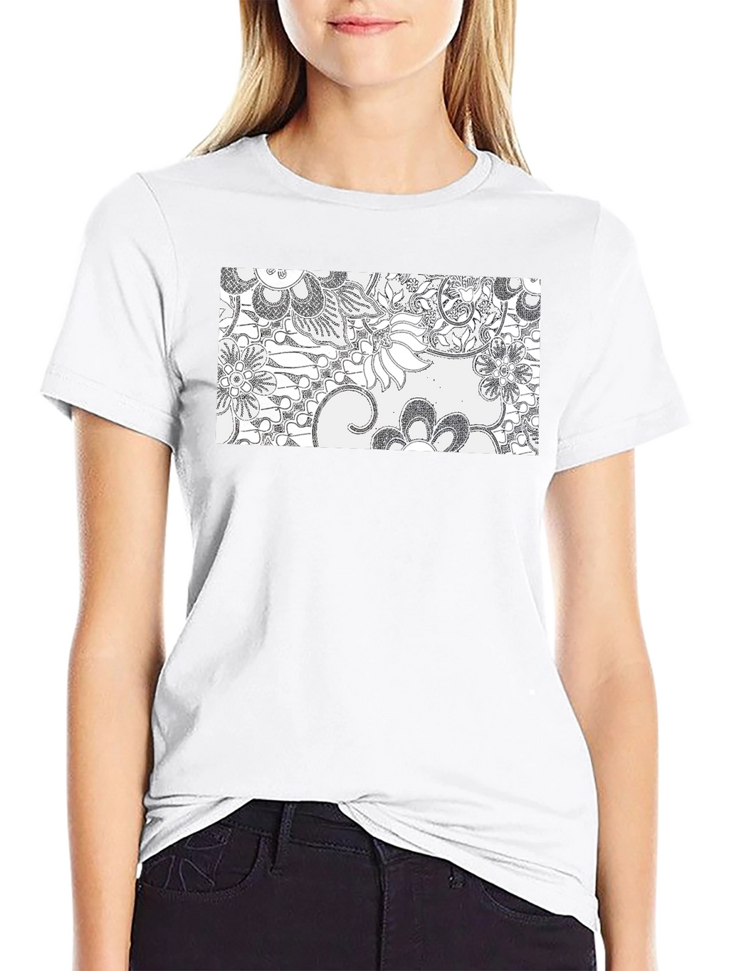Floral Print Mens Black T-Shirt