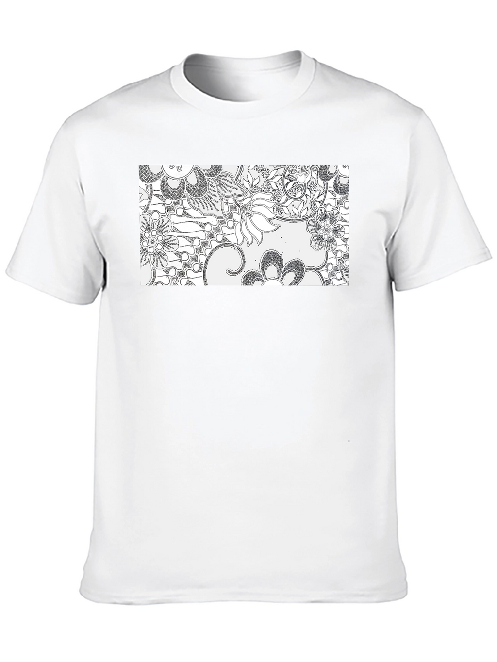 Floral Print Mens Black T-Shirt