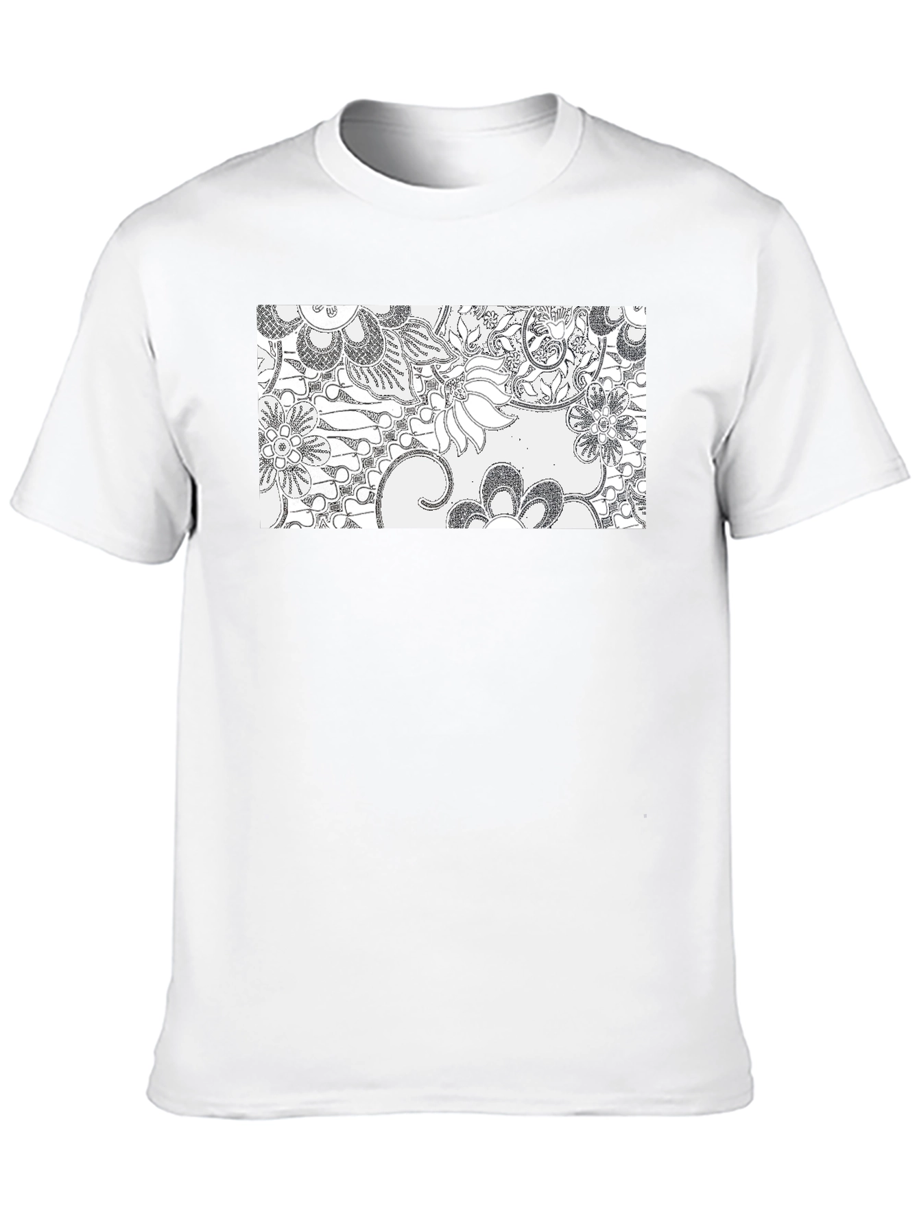 Floral Print Mens Black T-Shirt