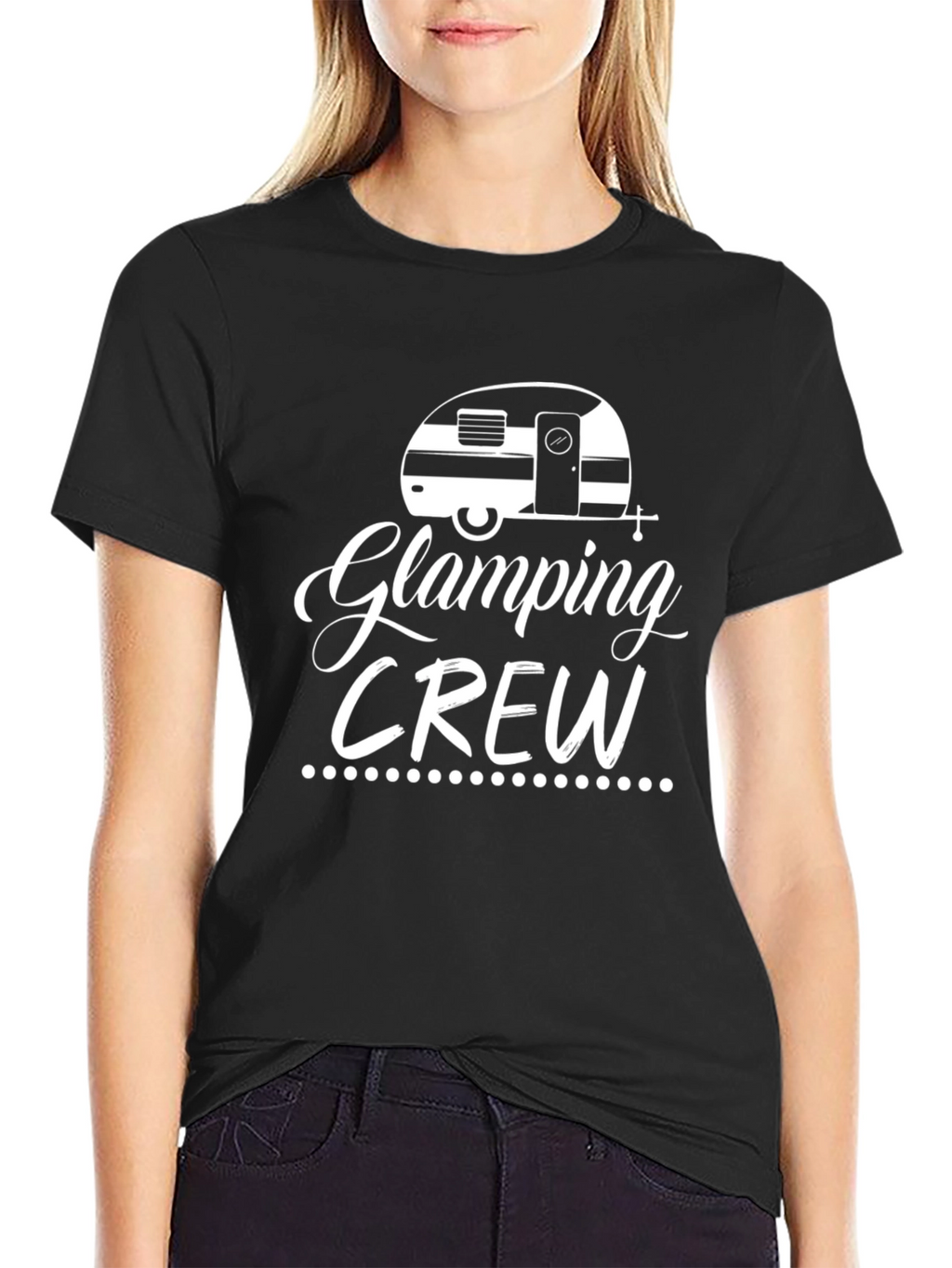 Glamping Crew Black T-Shirt: Camping Adventure Tee