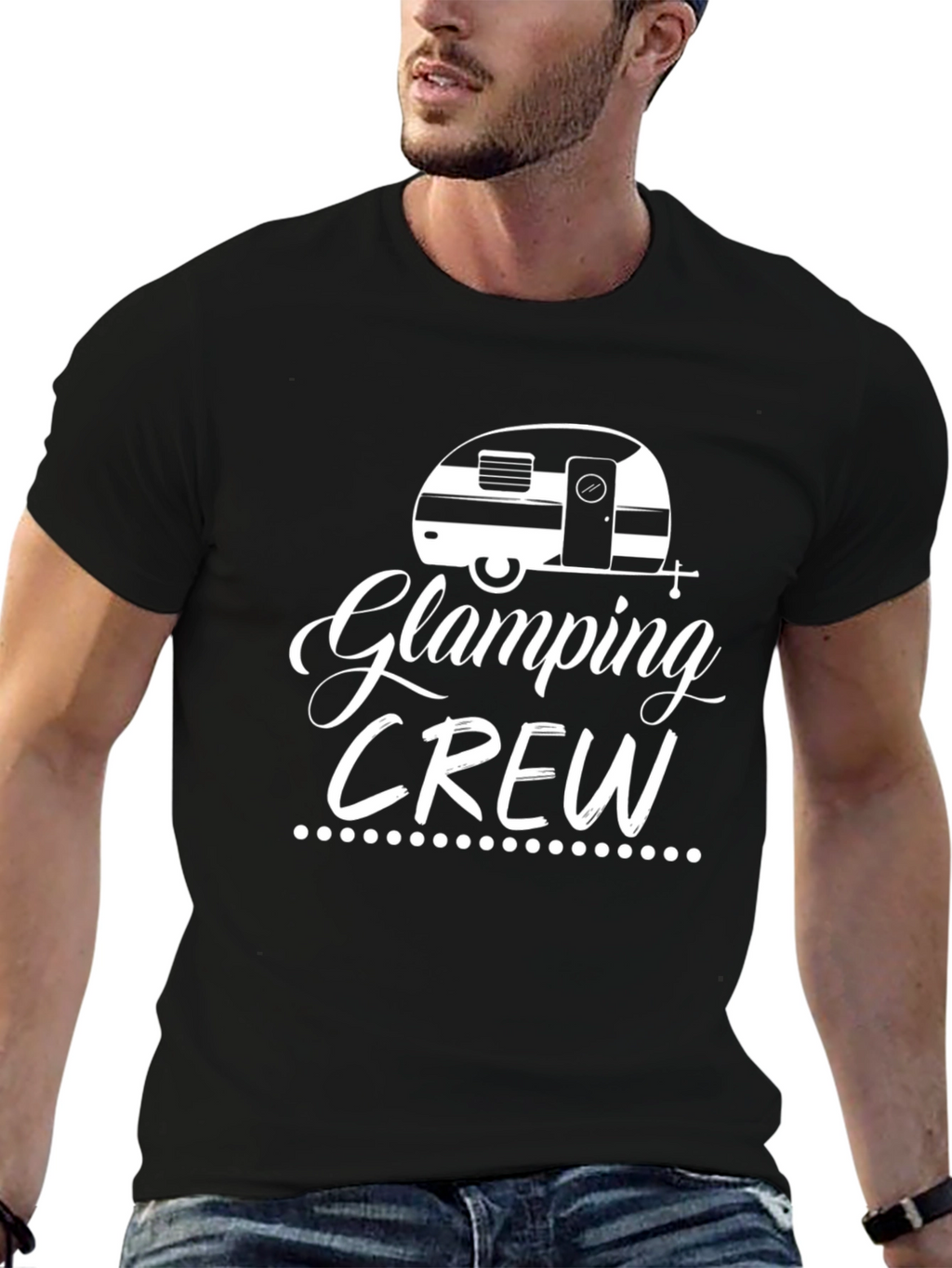 Glamping Crew Black T-Shirt: Camping Adventure Tee