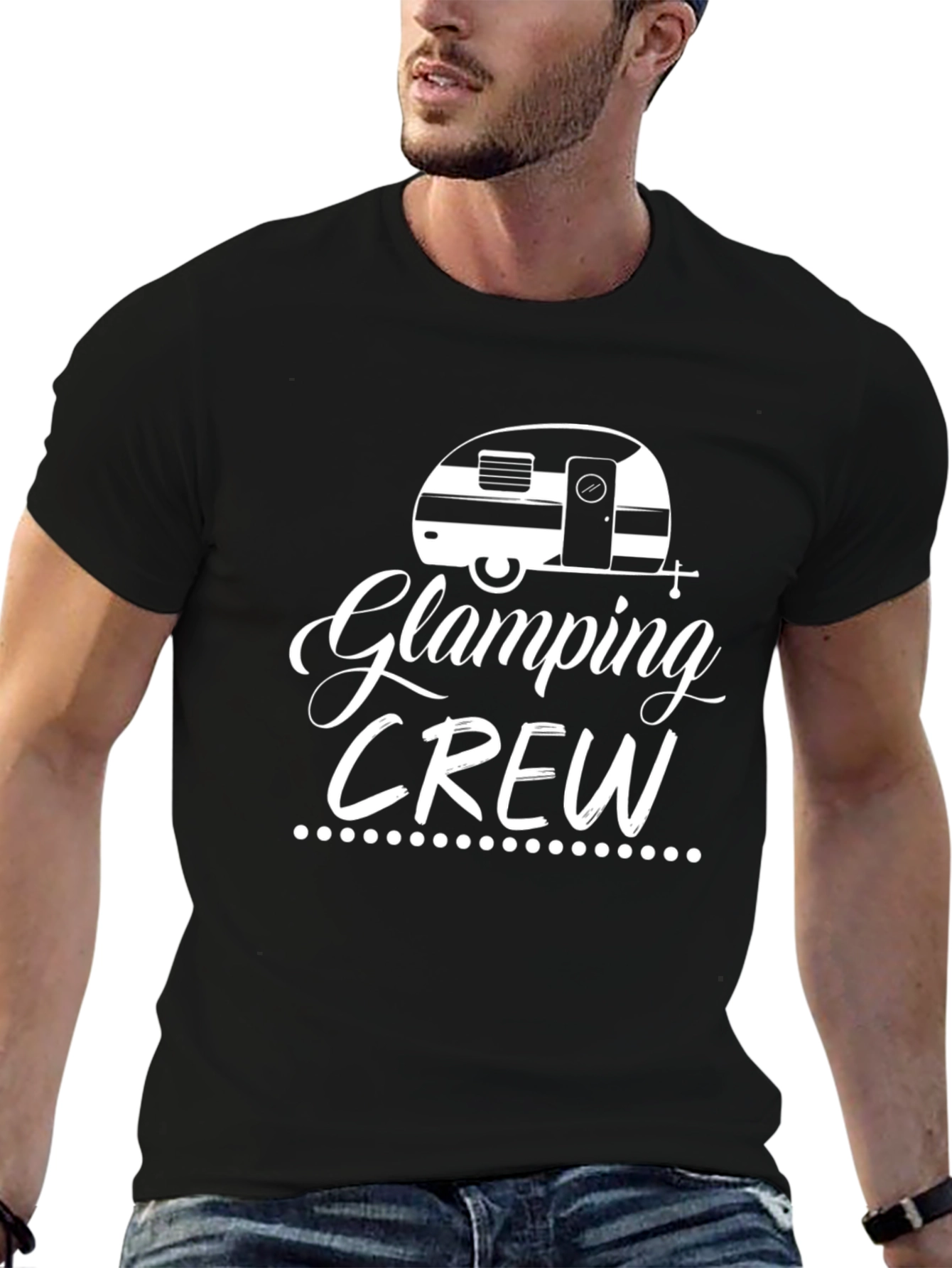 Glamping Crew Black T-Shirt: Camping Adventure Tee