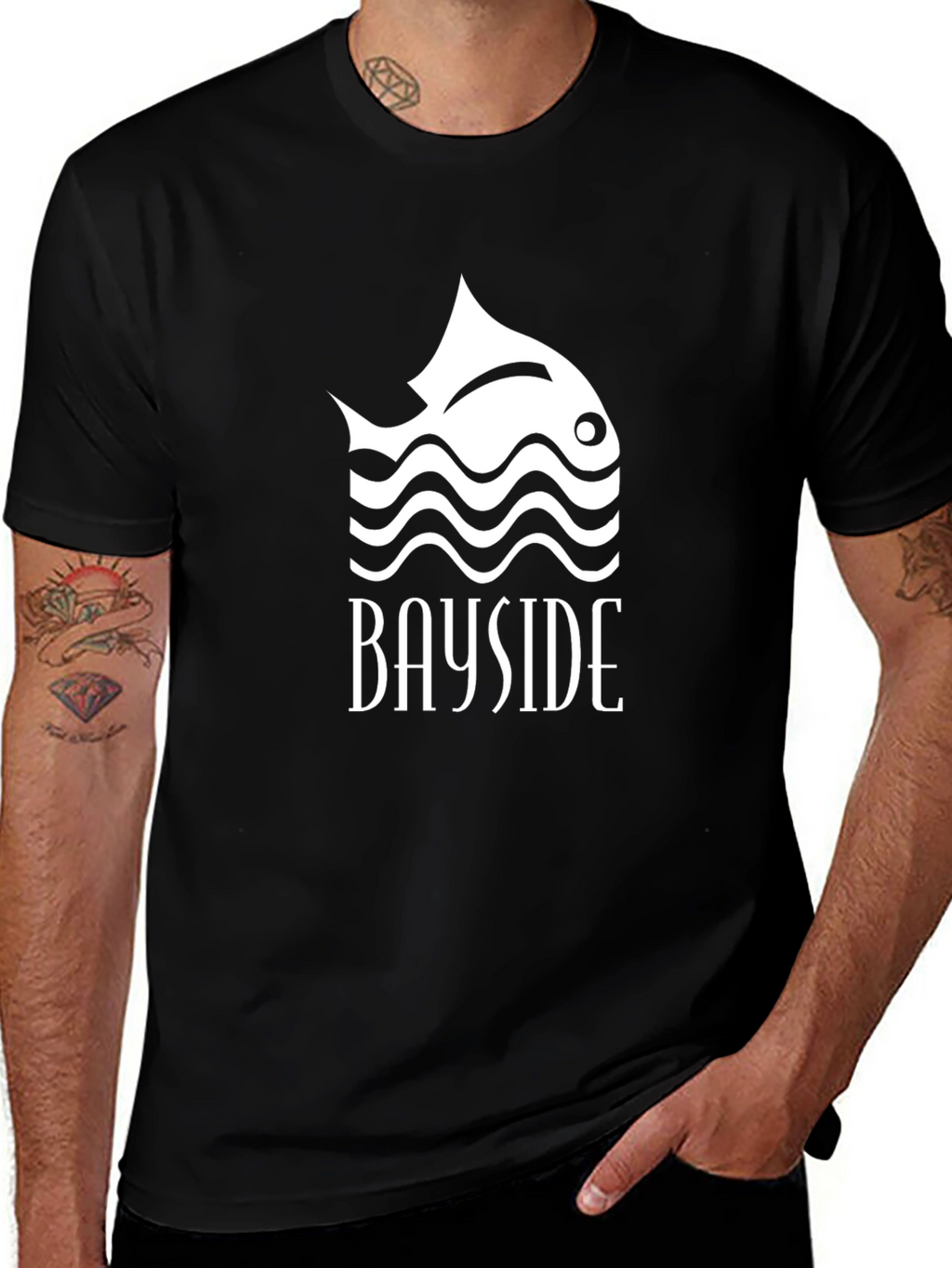 Bayside Fish Graphic Black T-Shirt