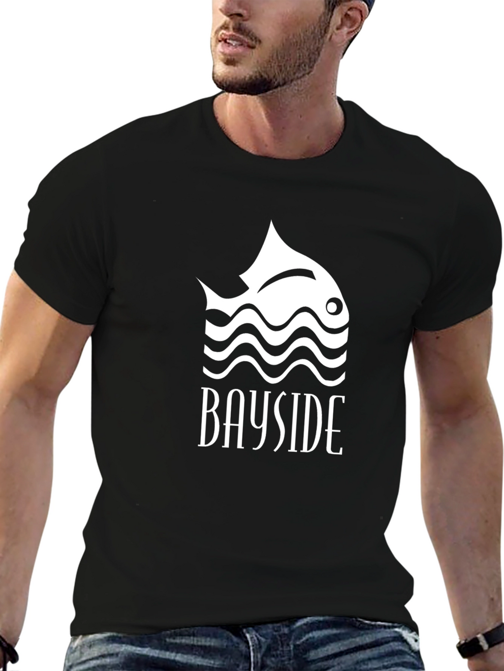 Bayside Fish Graphic Black T-Shirt