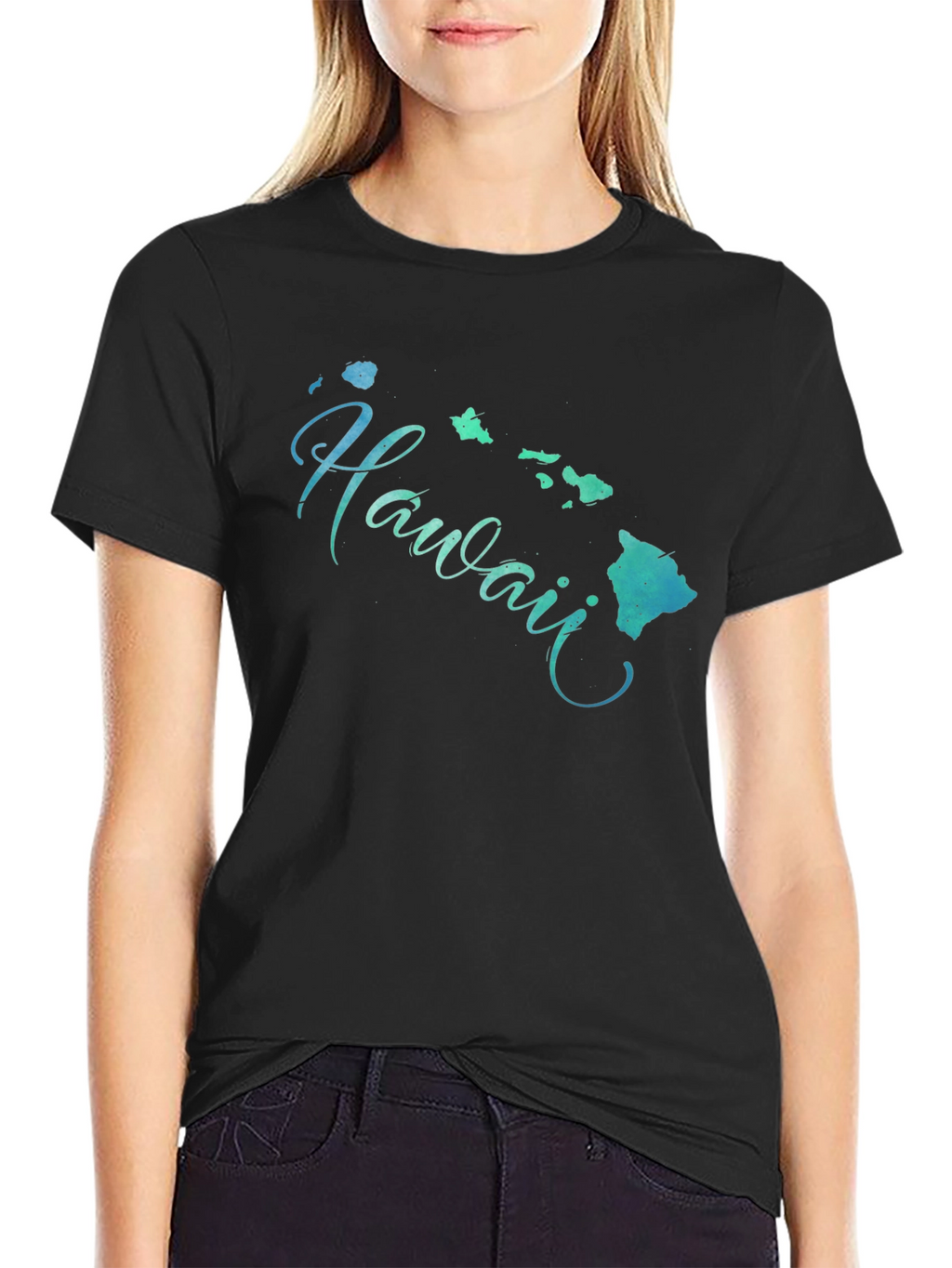 Hawaii Islands Graphic Black T-Shirt