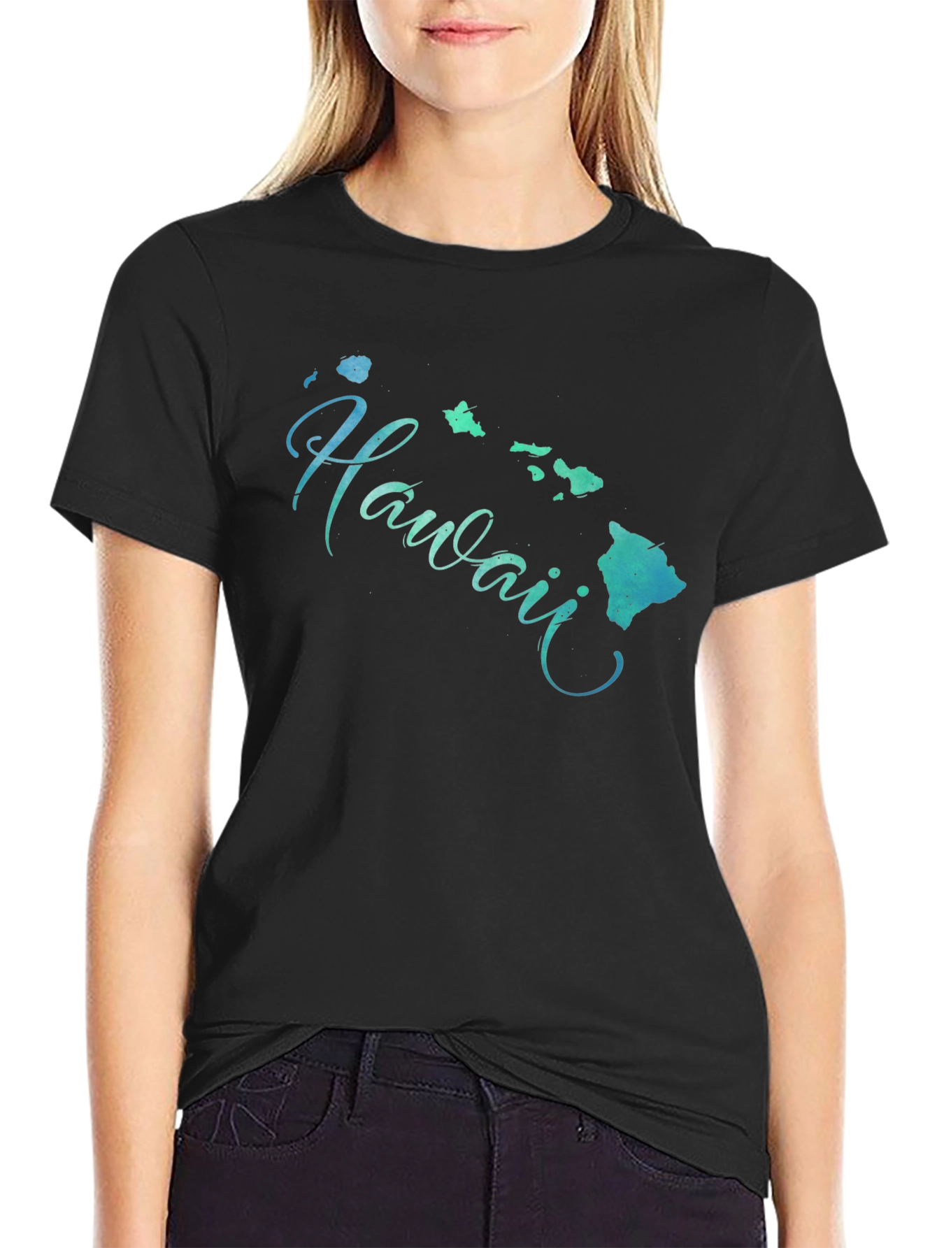 Hawaii Islands Graphic Black T-Shirt