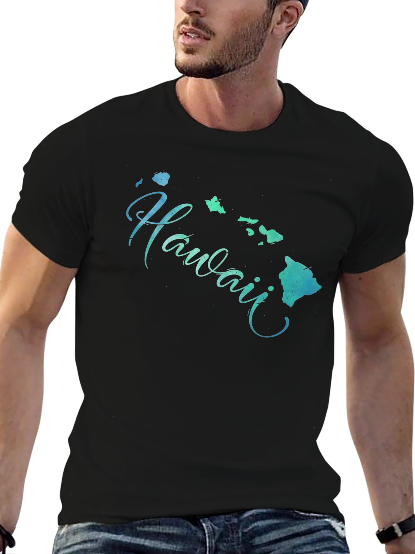 Hawaii Islands Graphic Black T-Shirt