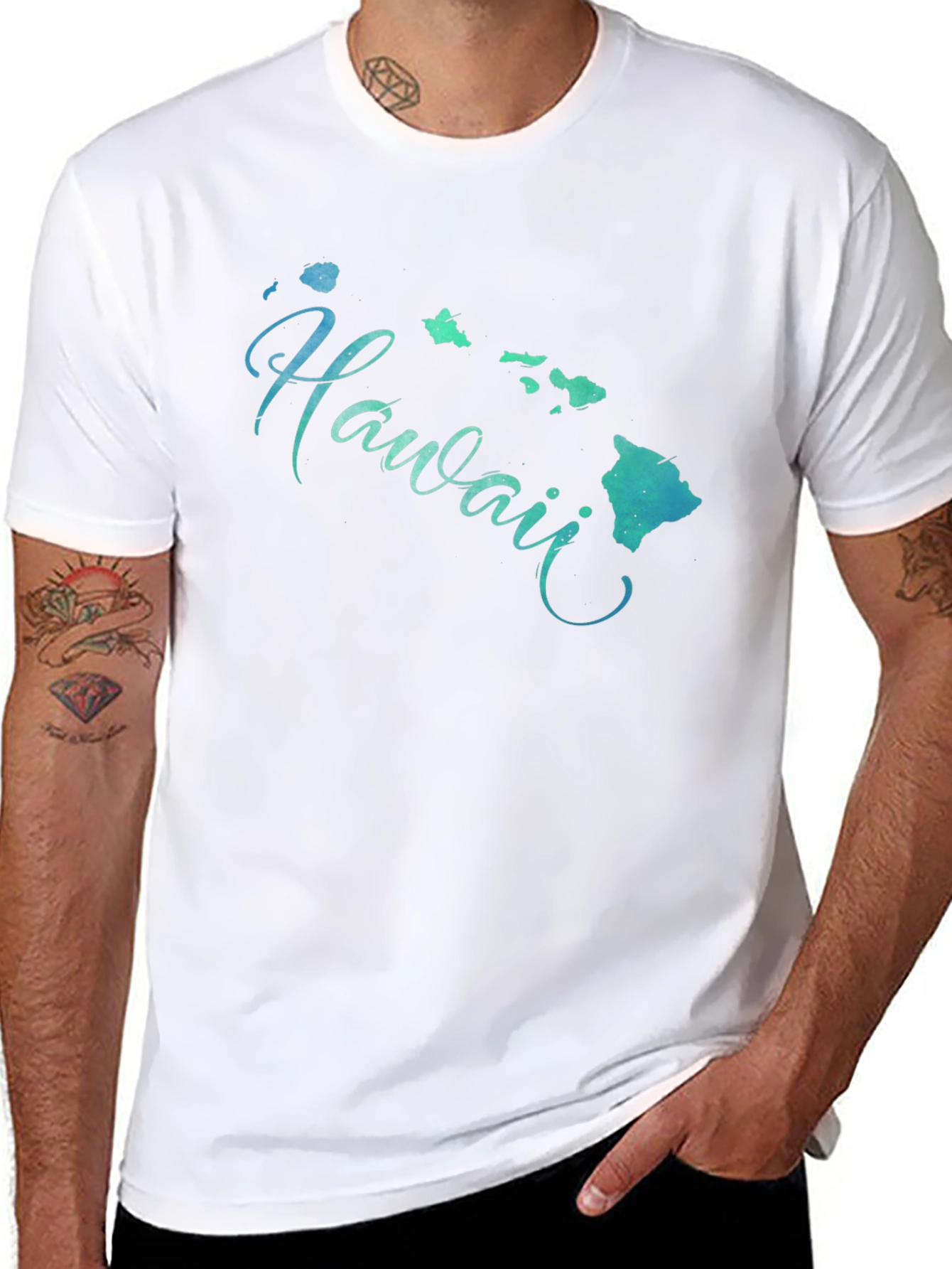 Hawaii Islands Graphic Black T-Shirt