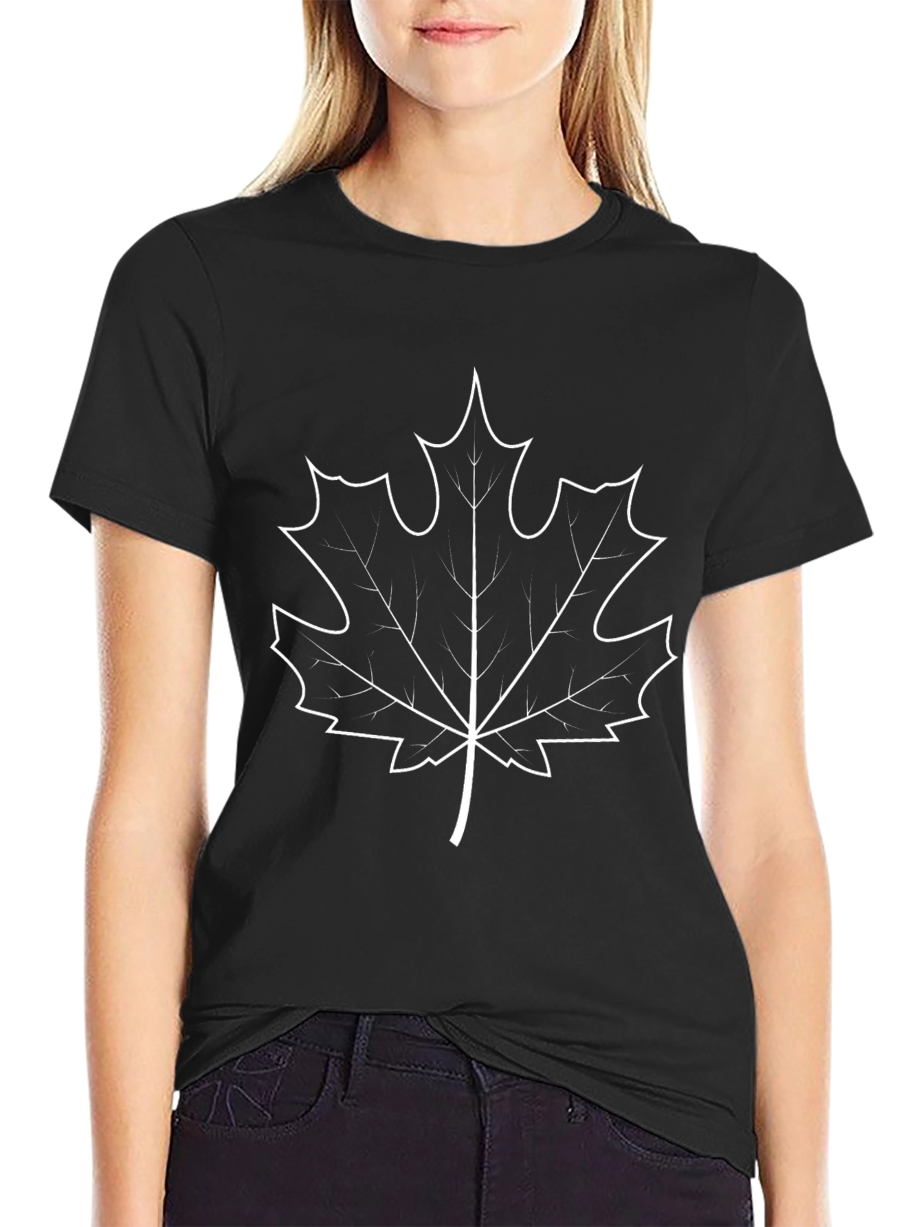 Maple Leaf Graphic Black T-Shirt