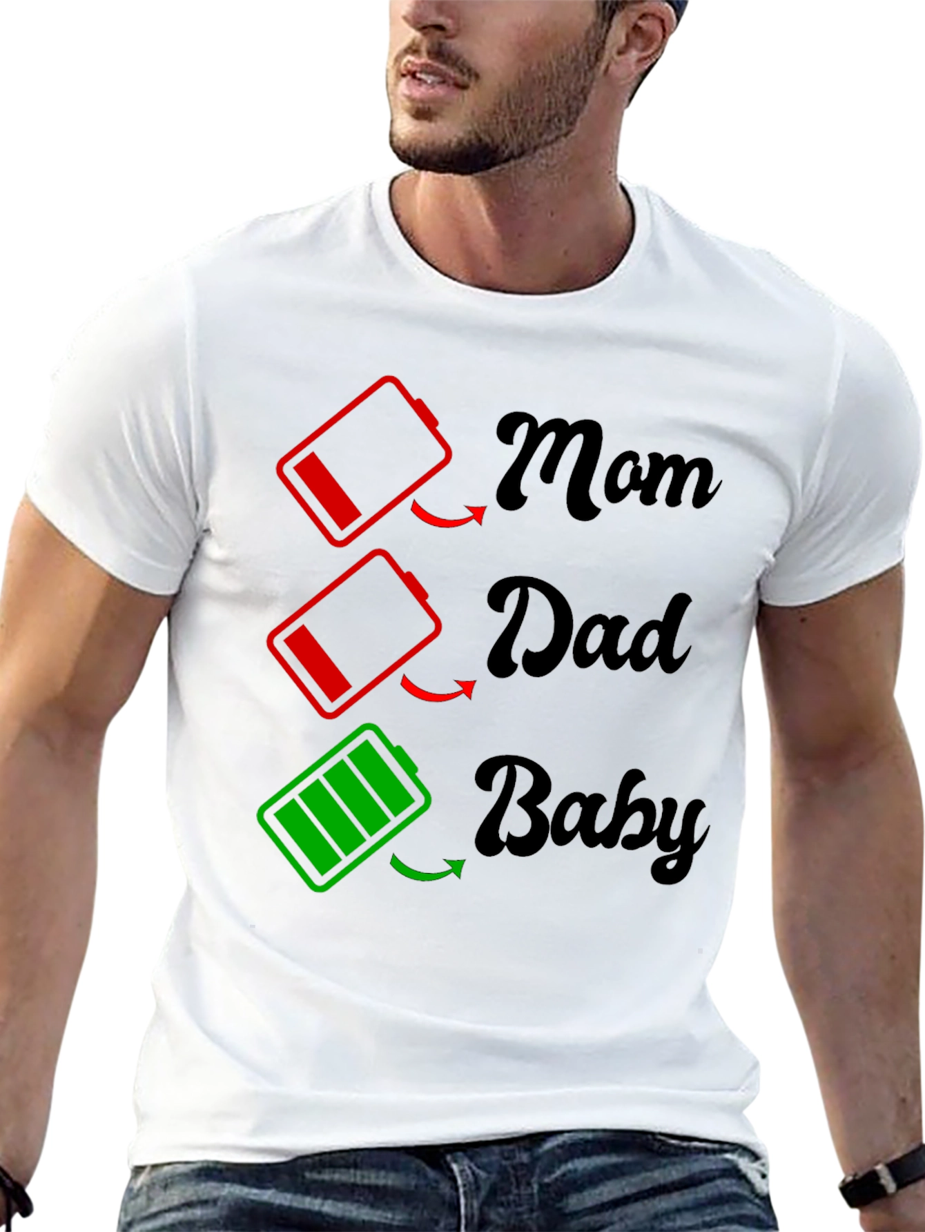 Family Battery T-Shirt - Mom Dad Baby Power Levels